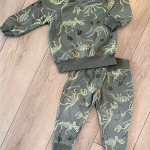 Dinosaur Print Kids Sweatshirt and Pants Set 2T